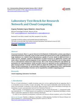 Laboratory Test Bench for Research Network and Cloud Computing