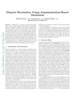 Dispute Resolution Using Argumentation-Based Mediation