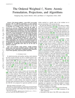 The Ordered Weighted $\ell_1$ Norm: Atomic Formulation, Projections, and
  Algorithms