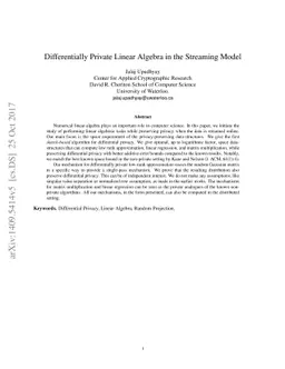 Differentially Private Linear Algebra in the Streaming Model