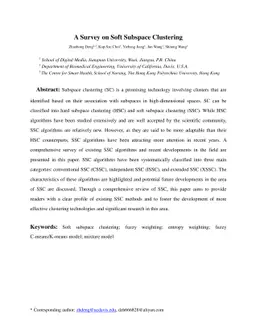 A Survey on Soft Subspace Clustering