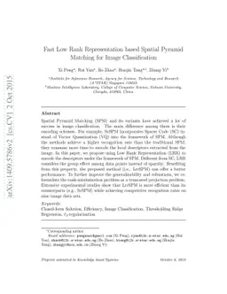Fast Low-rank Representation based Spatial Pyramid Matching for Image
  Classification