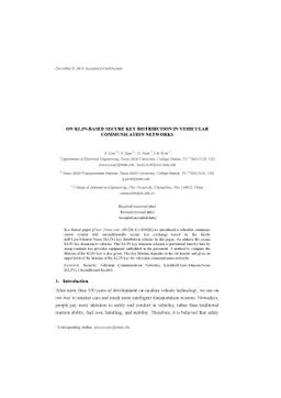 On KLJN-based secure key distribution in vehicular communication
  networks