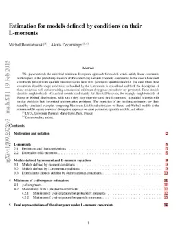 Estimation for models defined by conditions on their L-moments