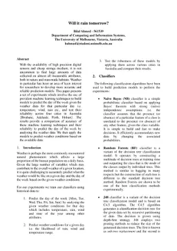 Predictive Capacity of Meteorological Data - Will it rain tomorrow