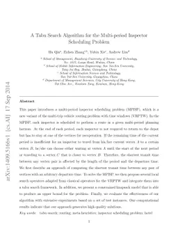 A Tabu Search Algorithm for the Multi-period Inspector Scheduling
  Problem