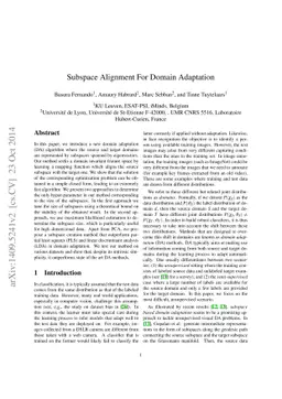 Subspace Alignment For Domain Adaptation