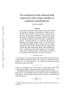 On estimation in the reduced-rank regression with a large number of
  responses and predictors