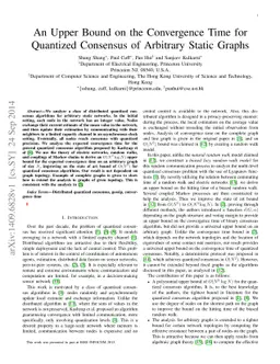 An Upper Bound on the Convergence Time for Quantized Consensus of
  Arbitrary Static Graphs