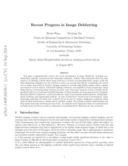 Recent Progress in Image Deblurring