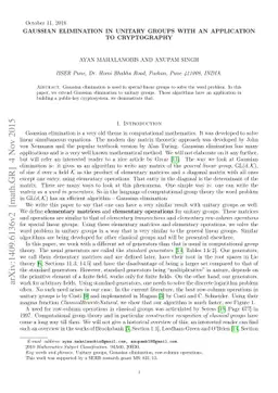 Gaussian elimination in unitary groups with an application to
  cryptography