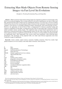 Extracting man-made objects from remote sensing images via fast level
  set evolutions