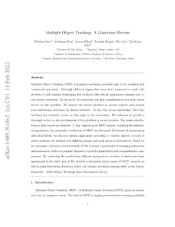 Multiple Object Tracking: A Literature Review