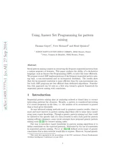 Using Answer Set Programming for pattern mining