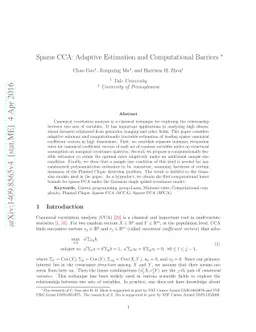 Sparse CCA: Adaptive Estimation and Computational Barriers