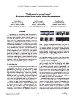 What is usual in unusual videos? Trajectory snippet histograms for
  discovering unusualness