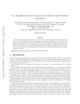 User Equilibrium Route Assignment for Microscopic Pedestrian Simulation