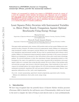Least Squares Policy Iteration with Instrumental Variables vs. Direct
  Policy Search: Comparison Against Optimal Benchmarks Using Energy Storage