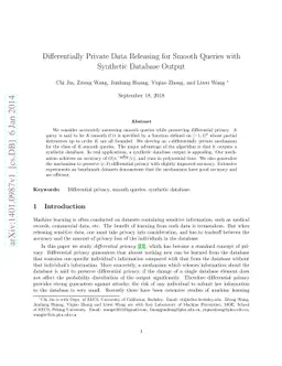 Differentially Private Data Releasing for Smooth Queries with Synthetic
  Database Output