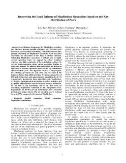 Improving the Load Balance of MapReduce Operations based on the Key
  Distribution of Pairs