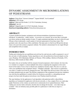 Dynamic Assignment in Microsimulations of Pedestrians