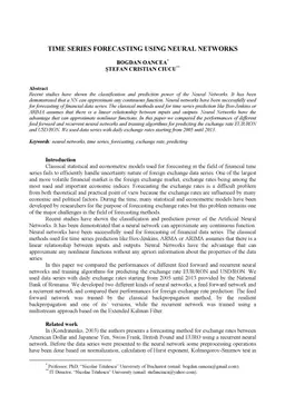 Time series forecasting using neural networks