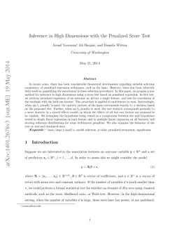 Inference in High Dimensions with the Penalized Score Test