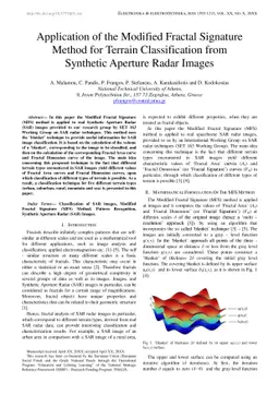Application of the Modified Fractal Signature Method for Terrain
  Classification from Synthetic Aperture Radar Images