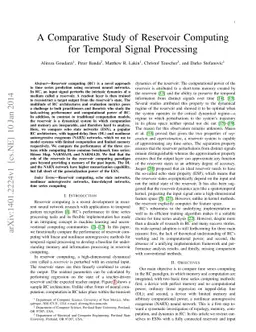 A Comparative Study of Reservoir Computing for Temporal Signal
  Processing