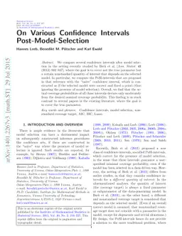On Various Confidence Intervals Post-Model-Selection