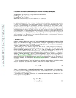 Low-Rank Modeling and Its Applications in Image Analysis