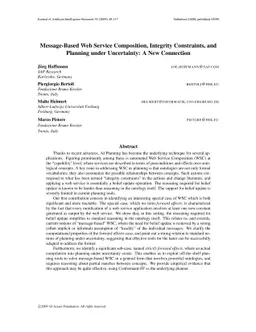 Message-Based Web Service Composition, Integrity Constraints, and
  Planning under Uncertainty: A New Connection