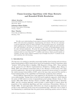 Clause-Learning Algorithms with Many Restarts and Bounded-Width
  Resolution