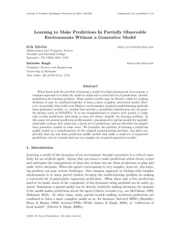Learning to Make Predictions In Partially Observable Environments
  Without a Generative Model