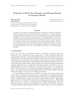 Properties of Bethe Free Energies and Message Passing in Gaussian Models
