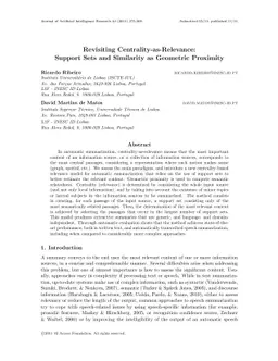 Centrality-as-Relevance: Support Sets and Similarity as Geometric
  Proximity