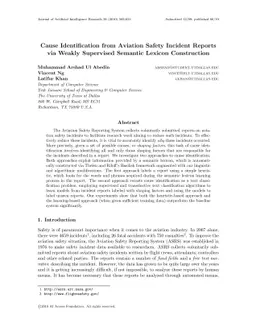Cause Identification from Aviation Safety Incident Reports via Weakly
  Supervised Semantic Lexicon Construction