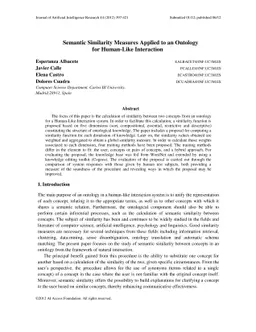 Semantic Similarity Measures Applied to an Ontology for Human-Like
  Interaction