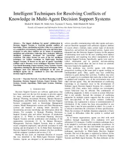 Intelligent Techniques for Resolving Conflicts of Knowledge in
  Multi-Agent Decision Support Systems