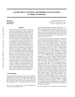 Learning Mid-Level Features and Modeling Neuron Selectivity for Image
  Classification
