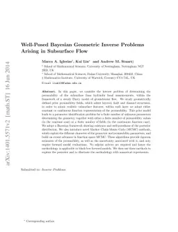 Well-Posed Bayesian Geometric Inverse Problems Arising in Subsurface
  Flow