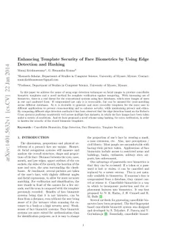 Enhancing Template Security of Face Biometrics by Using Edge Detection
  and Hashing