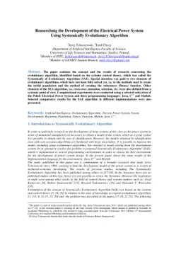 Reaserchnig the Development of the Electrical Power System Using
  Systemically Evolutionary Algorithm