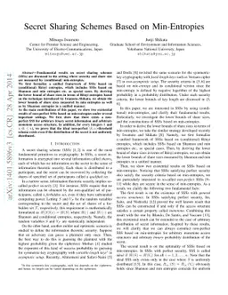 Secret Sharing Schemes Based on Min-Entropies