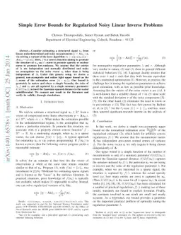 Simple Error Bounds for Regularized Noisy Linear Inverse Problems