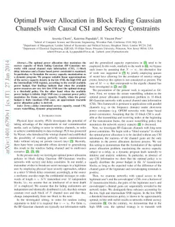 Optimal Power Allocation in Block Fading Gaussian Channels with Causal
  CSI and Secrecy Constraints