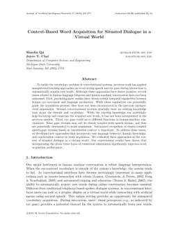 Context-based Word Acquisition for Situated Dialogue in a Virtual World
