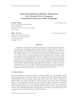 Improving Statistical Machine Translation for a Resource-Poor Language
  Using Related Resource-Rich Languages