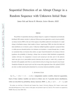 Sequential Detection of an Abrupt Change in a Random Sequence with
  Unknown Initial State