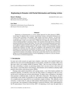 Replanning in Domains with Partial Information and Sensing Actions